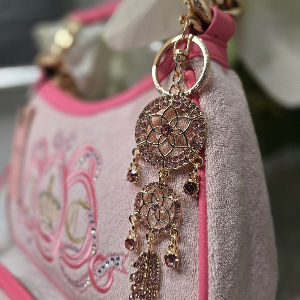 Juicy Couture Pink/lemonade diamond shoulder bag with matching wallet and Charm - Picture 6 of 9